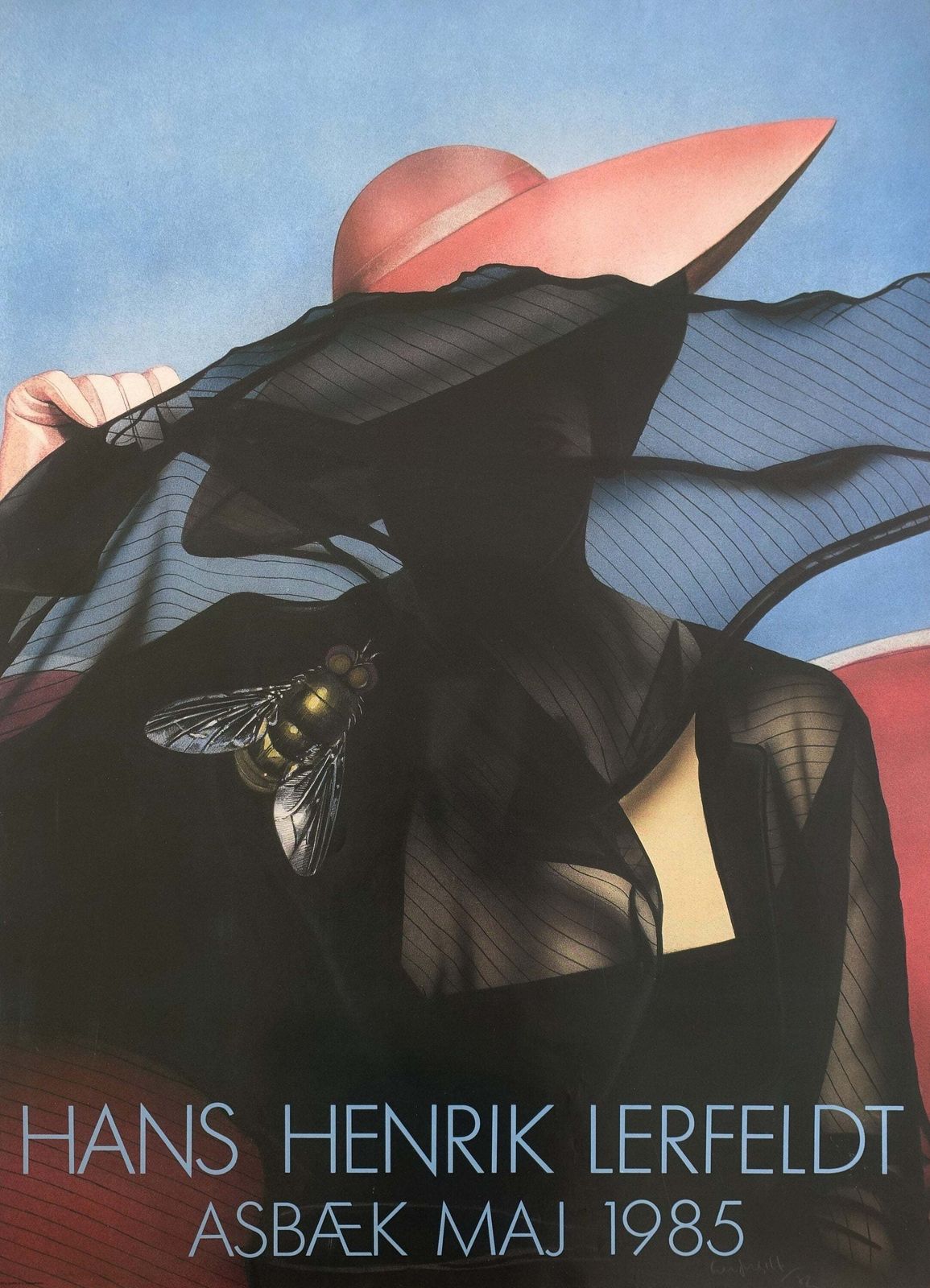 1985 Art Exhibition Poster By Hans Henrik Lerfeldt   Original Vintage Poster