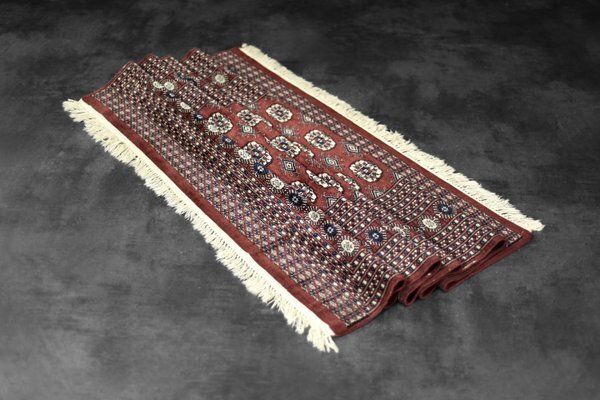 Vintage Red Hand Woven Oriental Bokhara Rug, 1960s photo buy