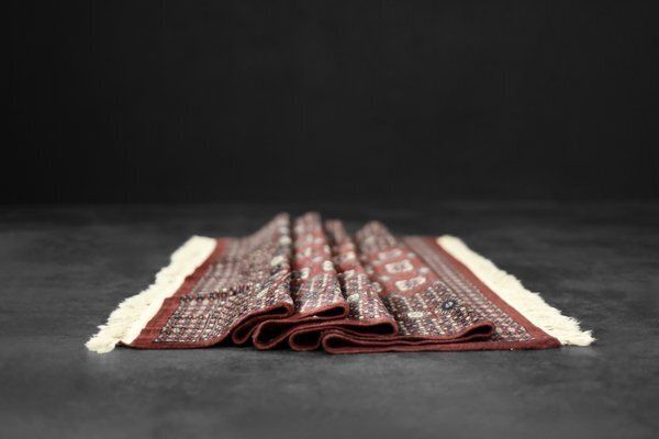 photo buy Vintage Red Hand Woven Oriental Bokhara Rug, 1960s