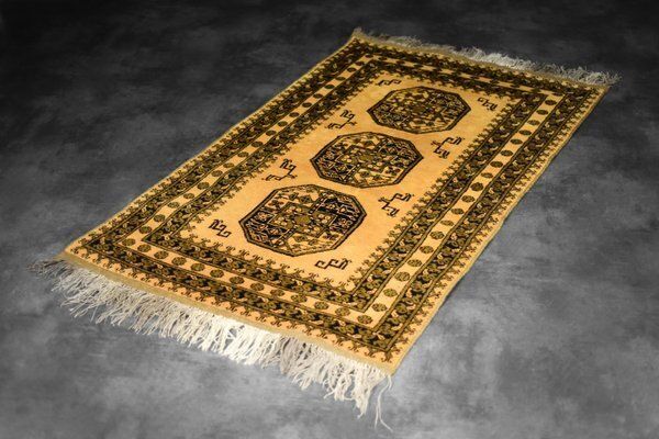 Vintage Hand Woven Oriental Afghan Gold Ersari Rug, 1930s