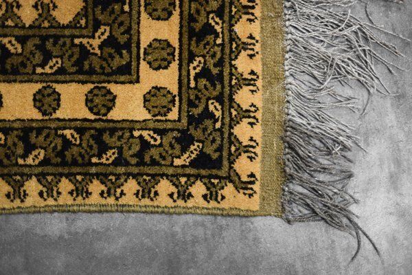 photo for sale Vintage Hand Woven Oriental Afghan Gold Ersari Rug, 1930s