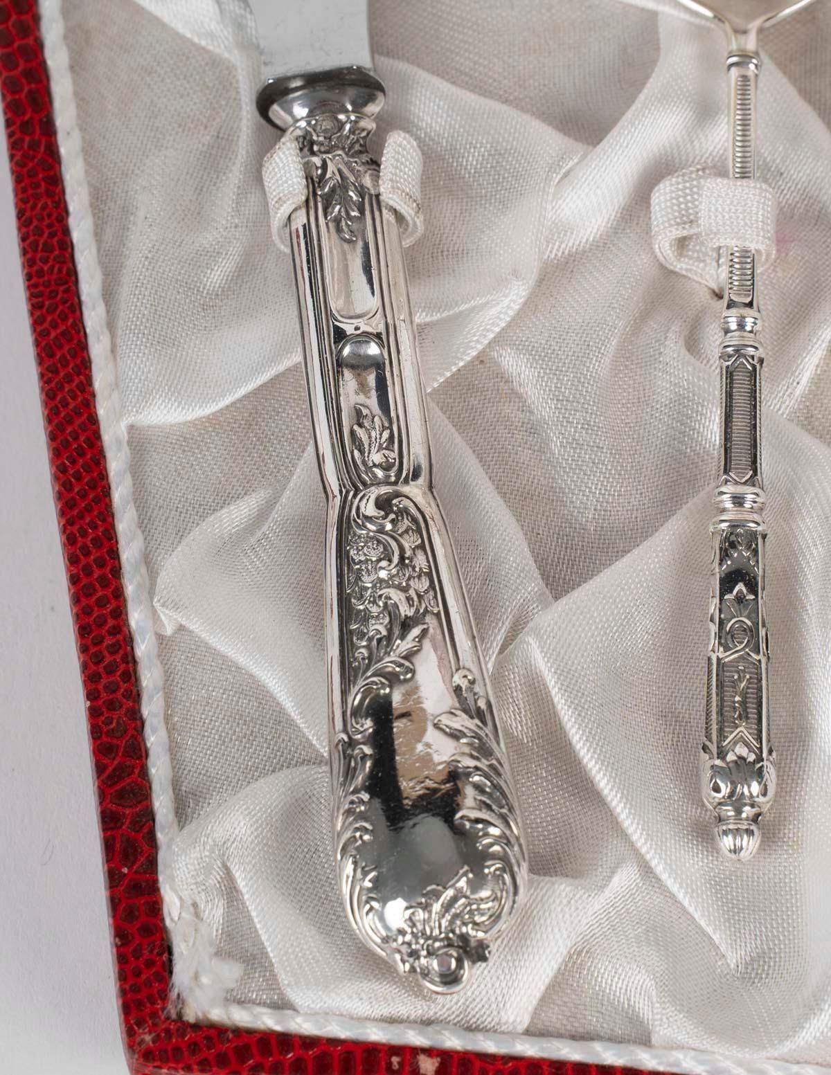 Silver Plated Cutlery Set For A Child, 19th Century, Napoleon III Period. photo 2461.0