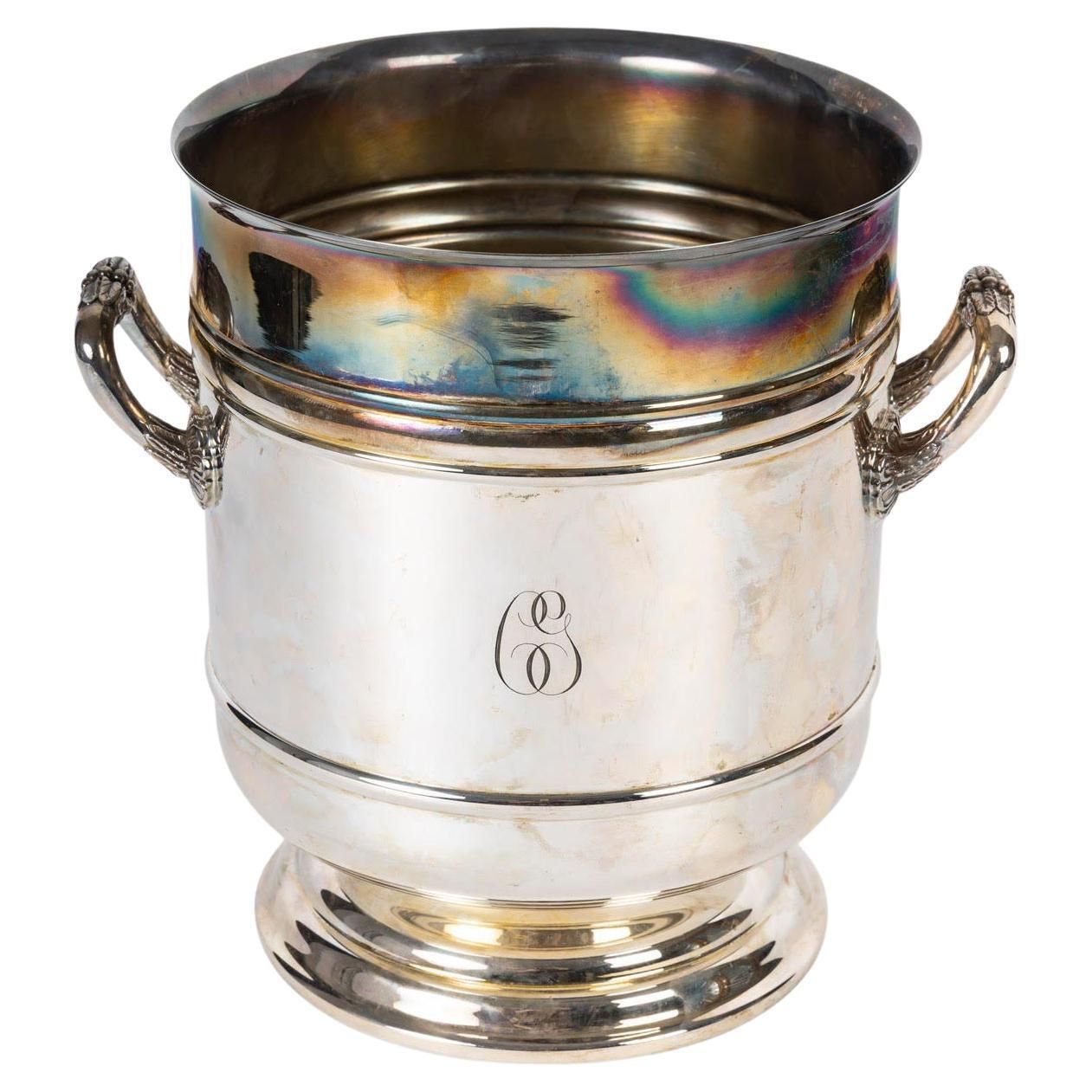 Ice Bucket, Silver Plated Metal, Maison Christofle, Circa 1900.