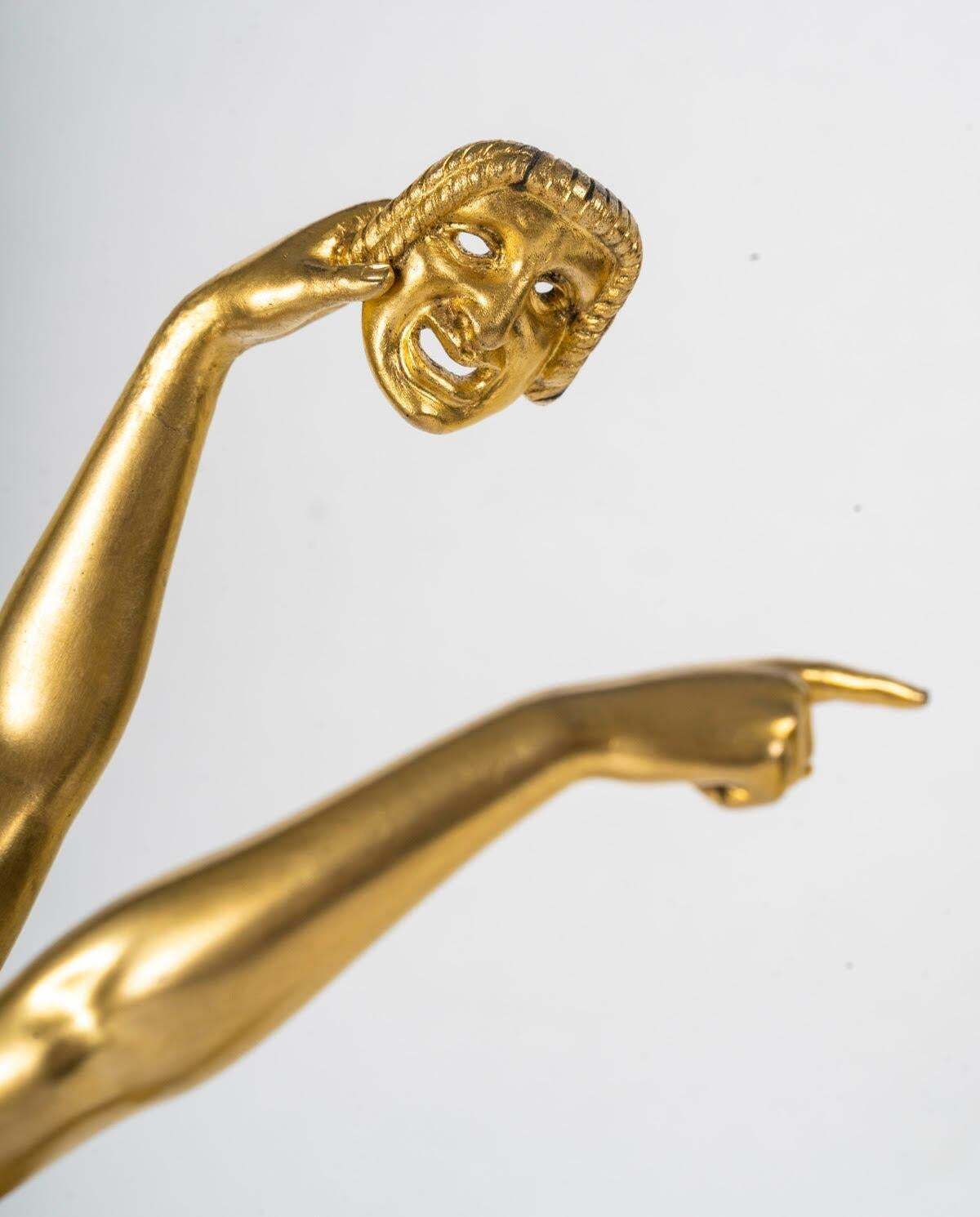 Gilt Bronze Sculpture, Onyx Base By Joe Descomps, 1900, Art Nouveau. photo buy
