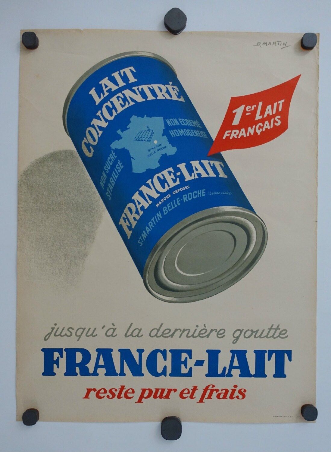1950s French Milk Advertisement "France Lait"   Original Vintage Poster photo furniture