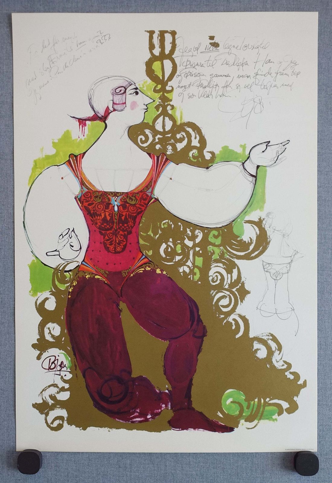 1970s Wiinblad's Prince From The Swineherd Costume Sketch   Original Vintage Poster photo furniture