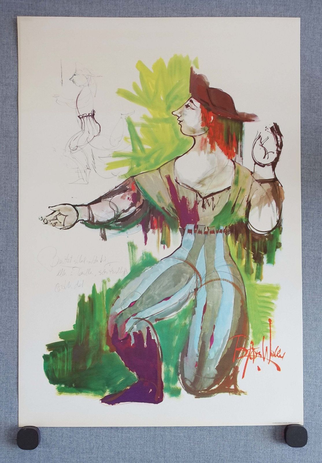 1970s Wiinblad's The Swineherd Costume Sketch   Original Vintage Poster photo furniture