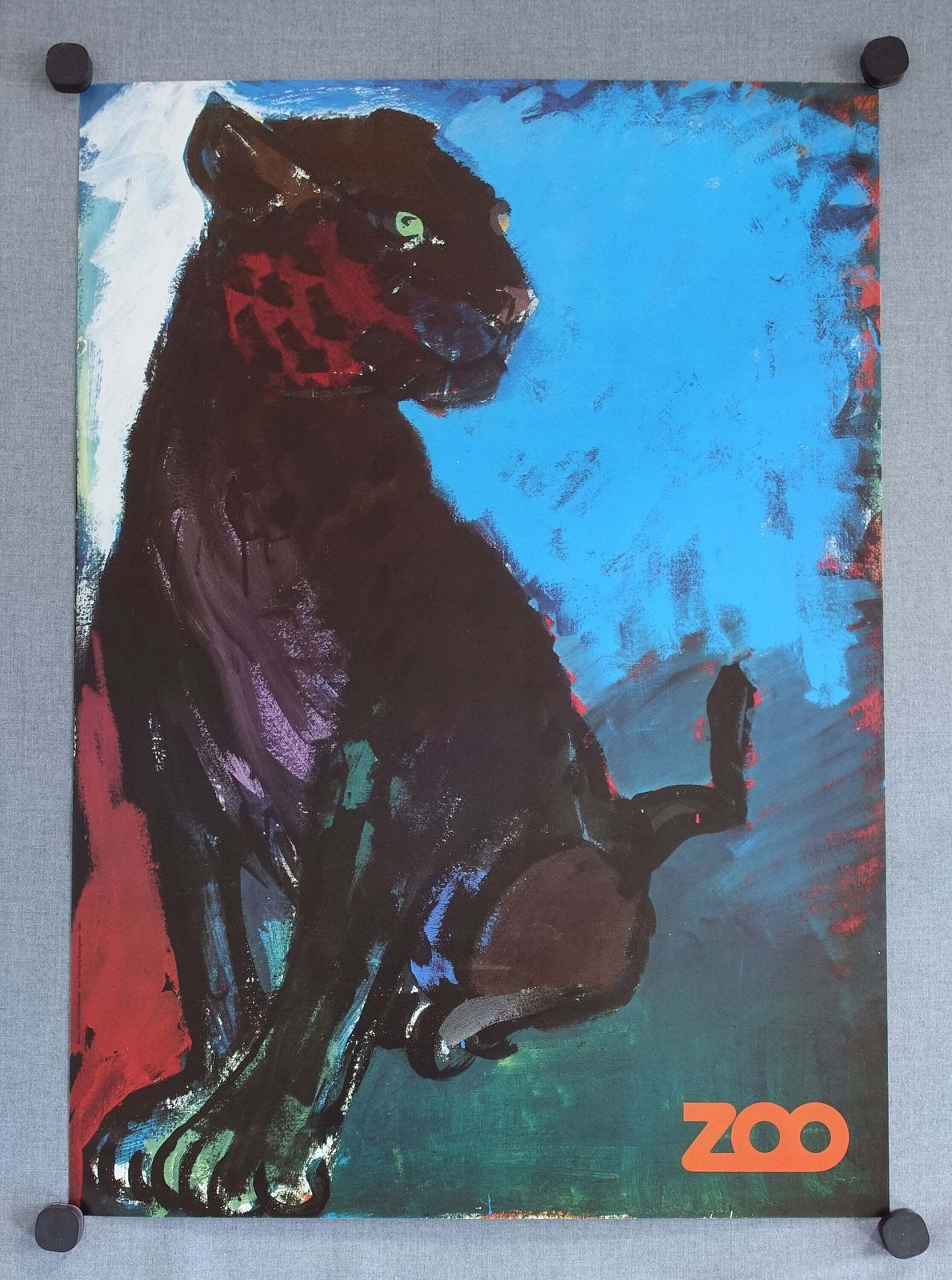 1982 Copenhagen Zoo Panther   Original Vintage Poster photo furniture