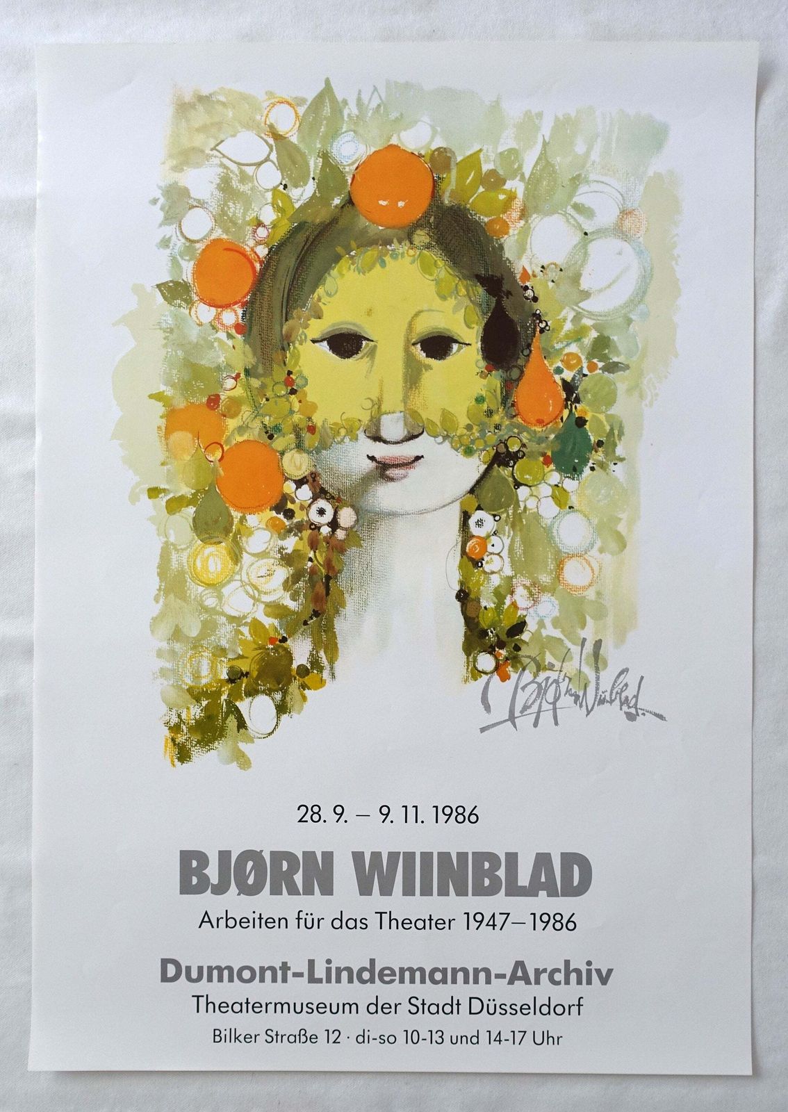 1986 Wiinblad Theater Exhibition Poster Düsseldorf   Original Vintage Poster photo furniture