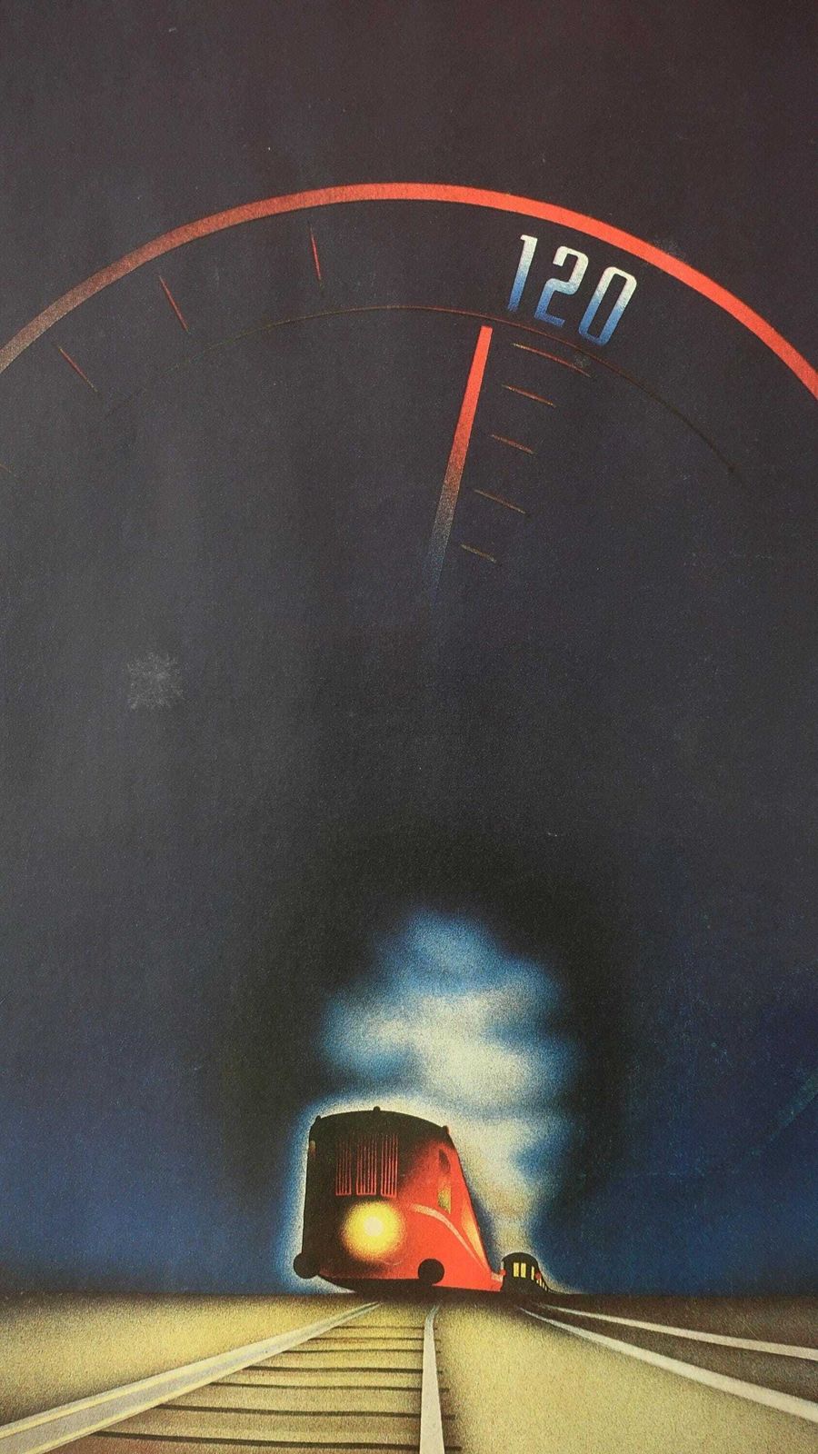 1985 High Speed Train By Aage Rasmussen (1937)   Vintage Poster photo 140.0