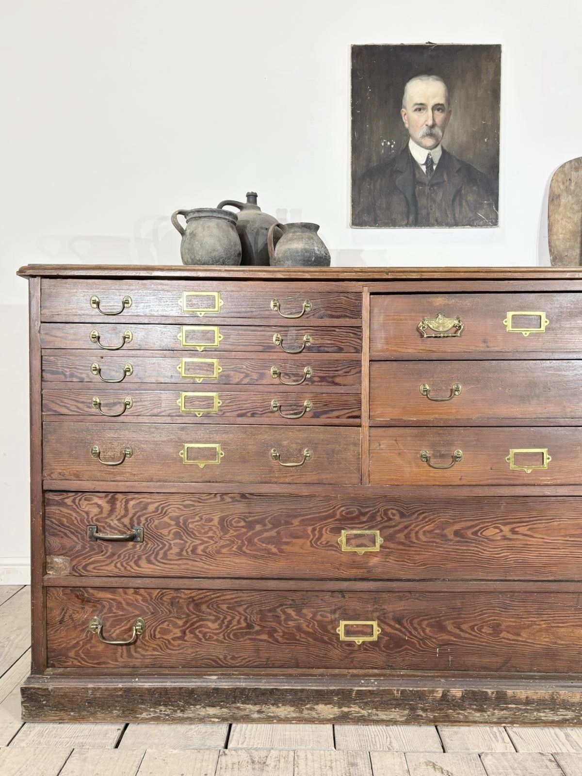 Large Early 1900s Architects Plan Chest Cabinet Kitchen Island photo vintage