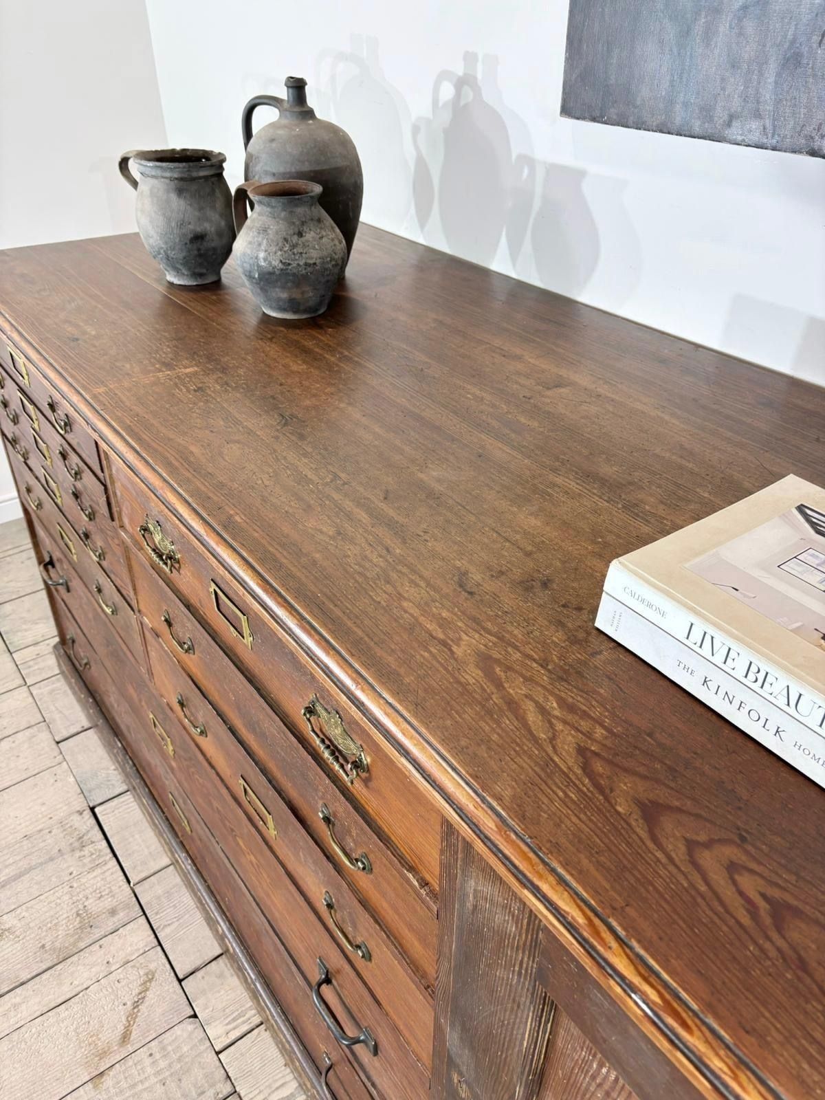 Furniture Large Early 1900s Architects Plan Chest Cabinet Kitchen Island photo