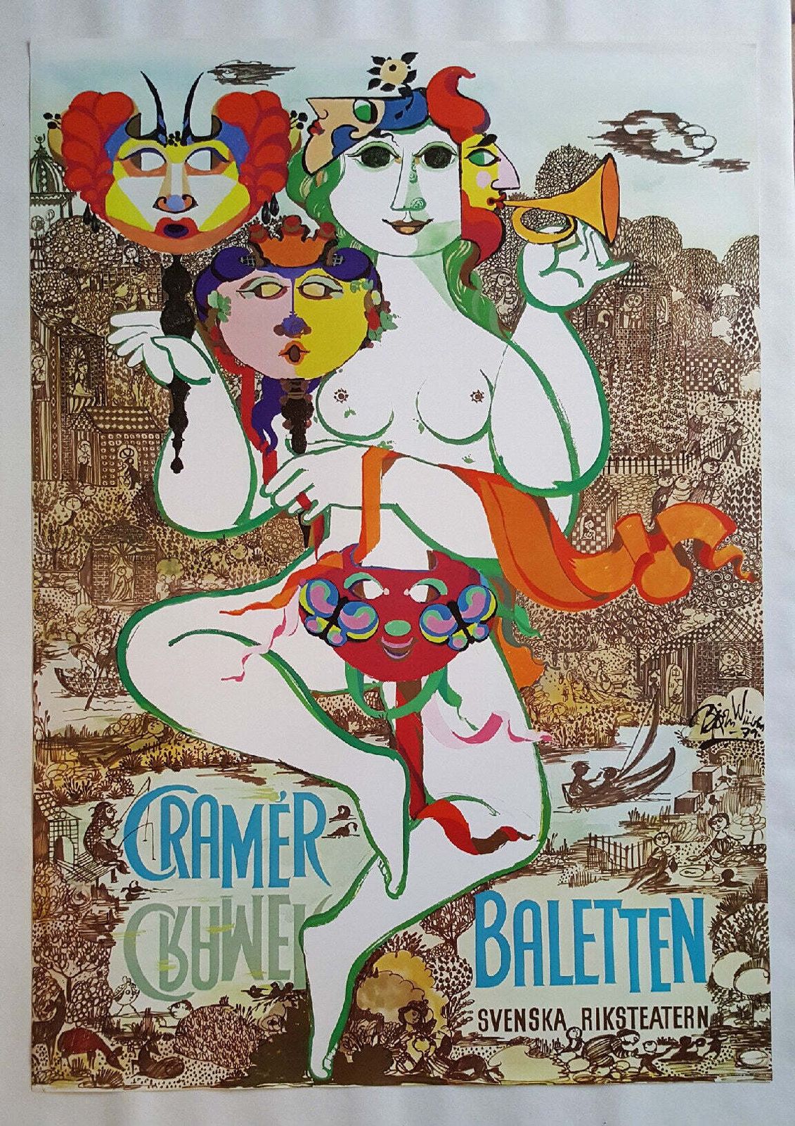 1979 Wiinblad Cramér Baletten   Original Vintage Poster photo furniture