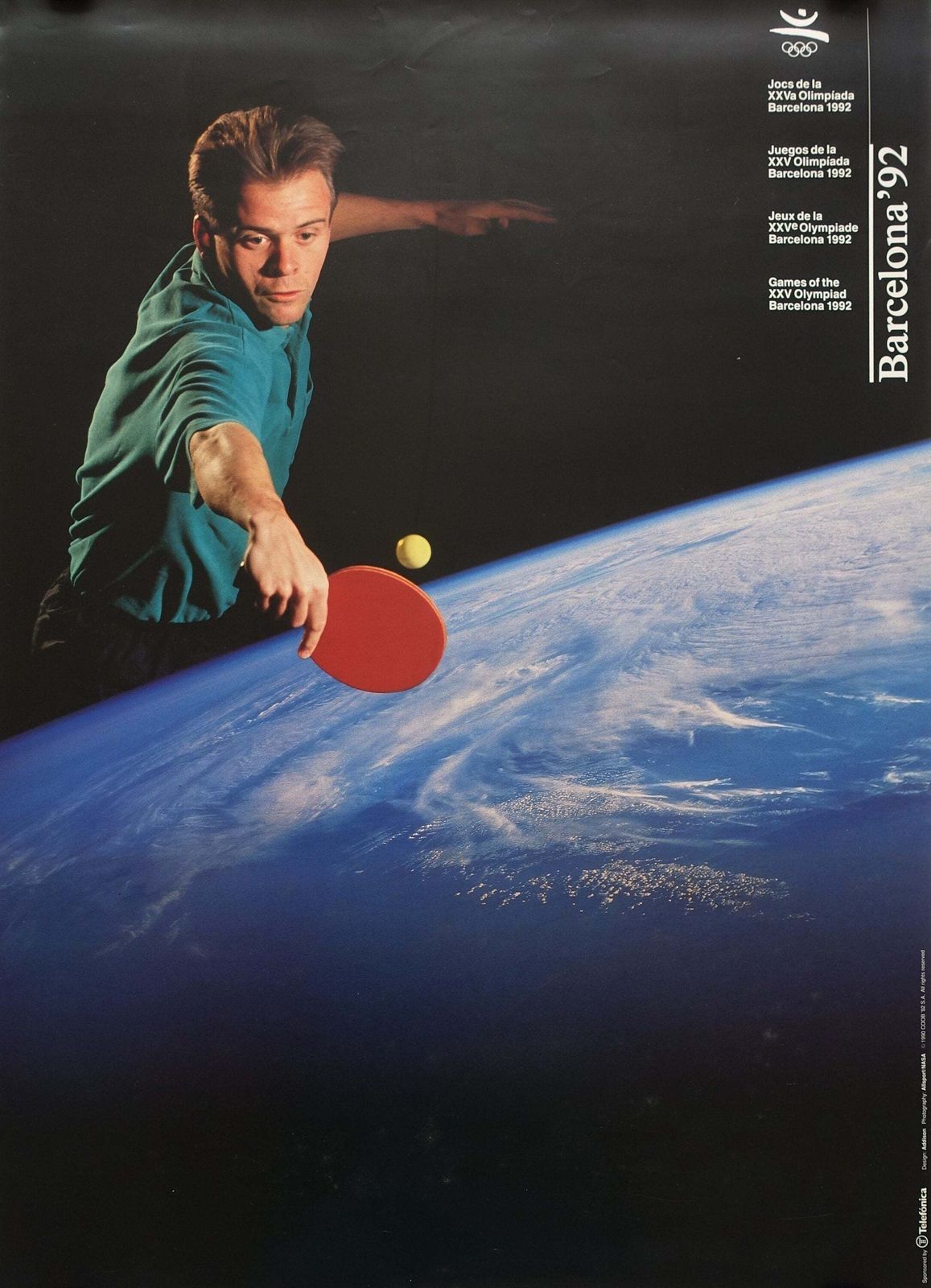 1992 Summer Olympic Games Barcelona Table Tennis   Original Vintage Poster