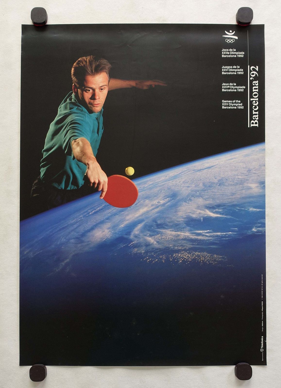 1992 Summer Olympic Games Barcelona Table Tennis   Original Vintage Poster photo furniture