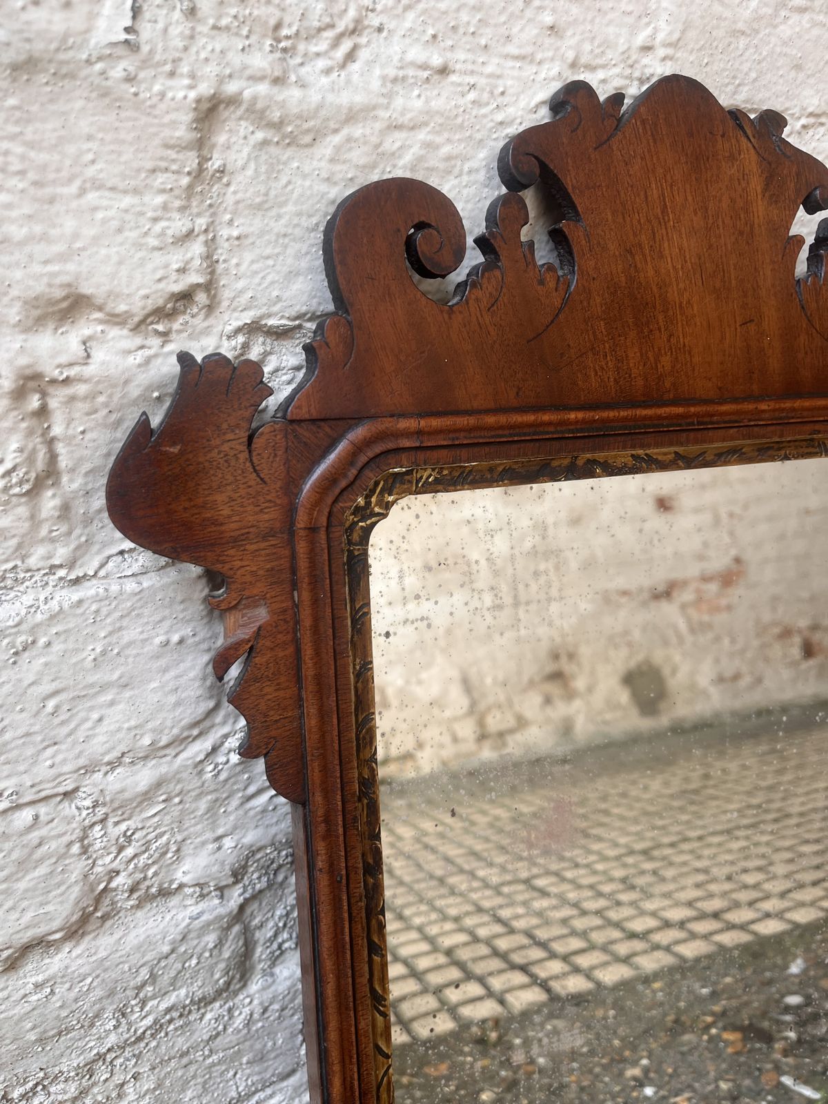 George II English Fret Cut Mirror With Original Mercury Glass photo Home Decor