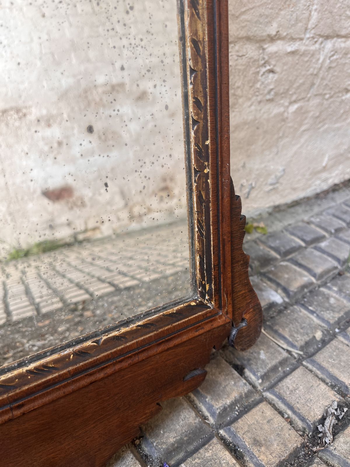 George II English Fret Cut Mirror With Original Mercury Glass photo 595.0