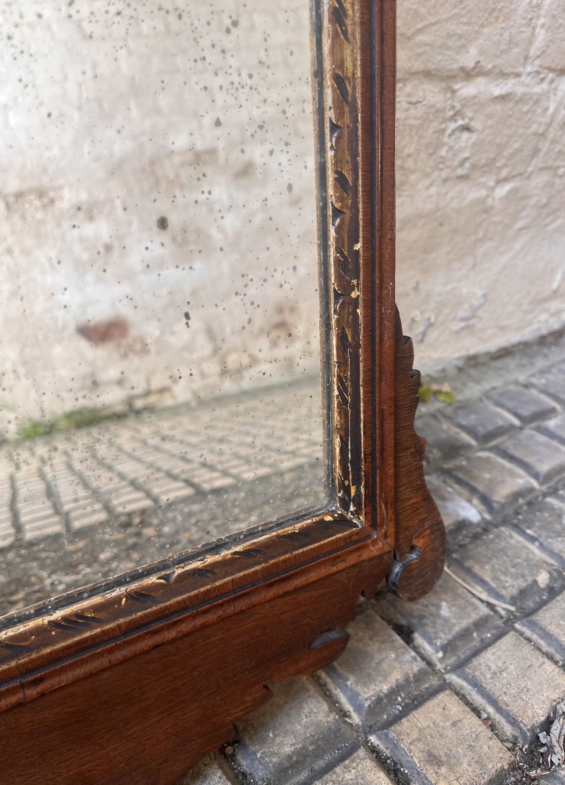 George II English Fret Cut Mirror With Original Mercury Glass photo vinterior