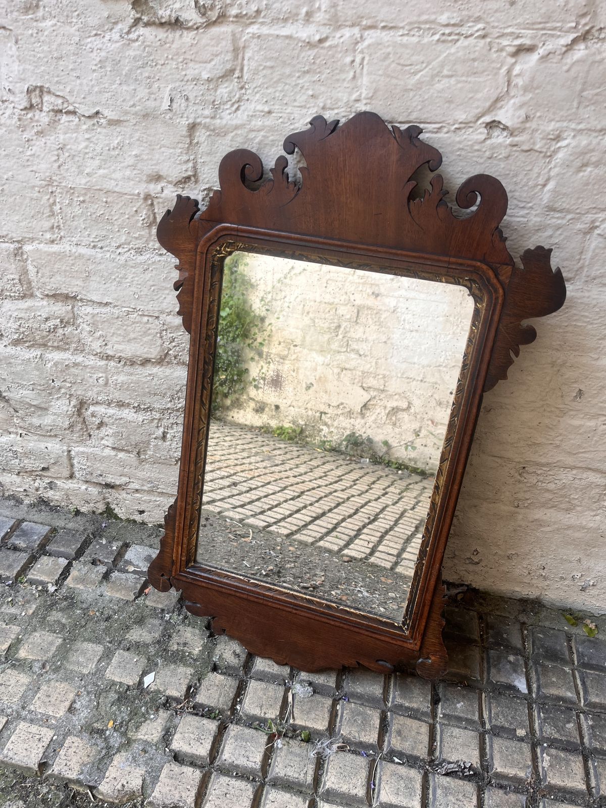 George II English Fret Cut Mirror With Original Mercury Glass photo buy