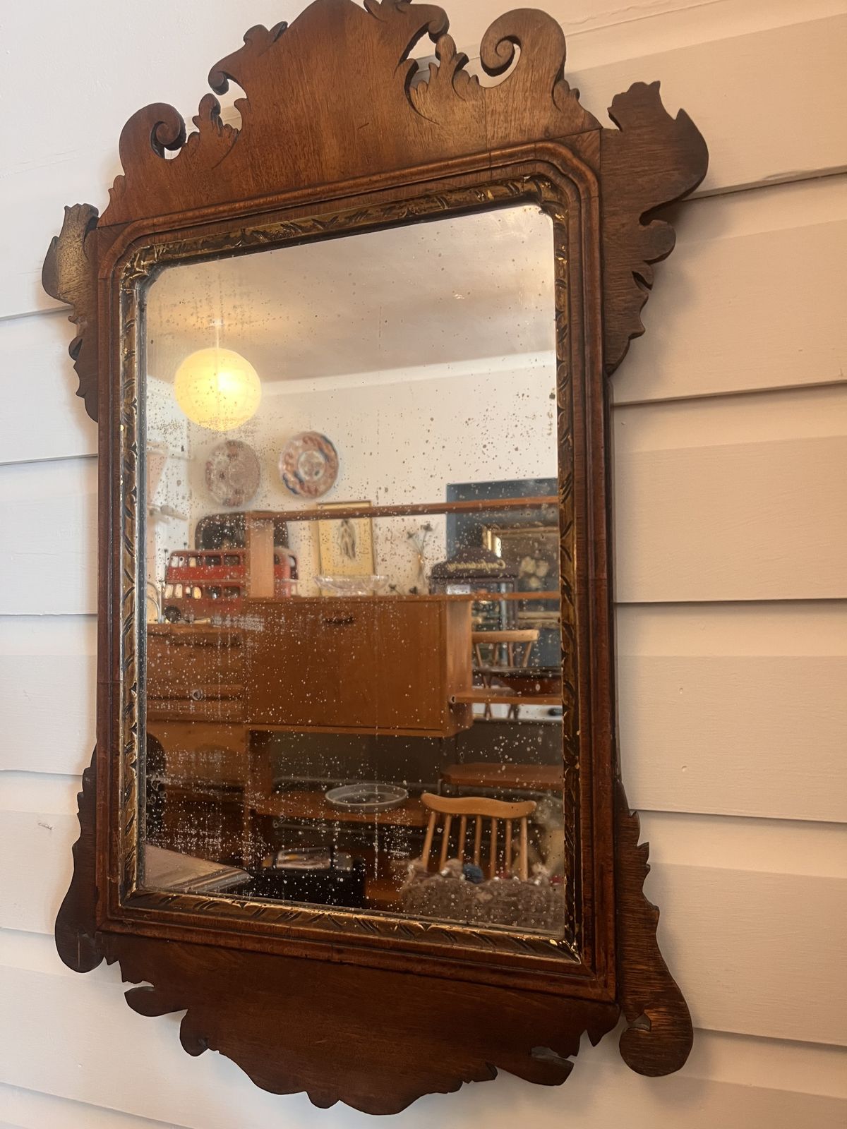 photo furniture George II English Fret Cut Mirror With Original Mercury Glass