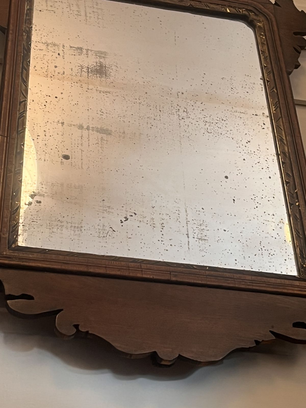 photo vintage George II English Fret Cut Mirror With Original Mercury Glass