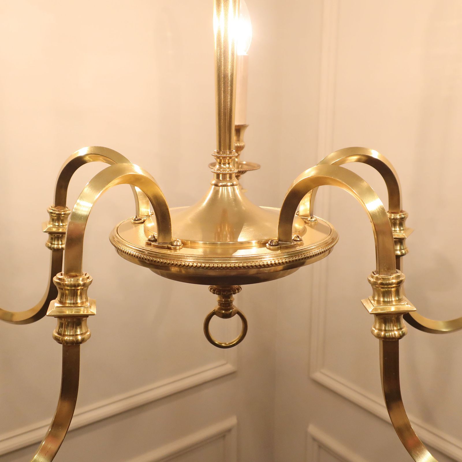 French Early 20th Century Gilt Bronze Five Arm Chandelier photo Lighting