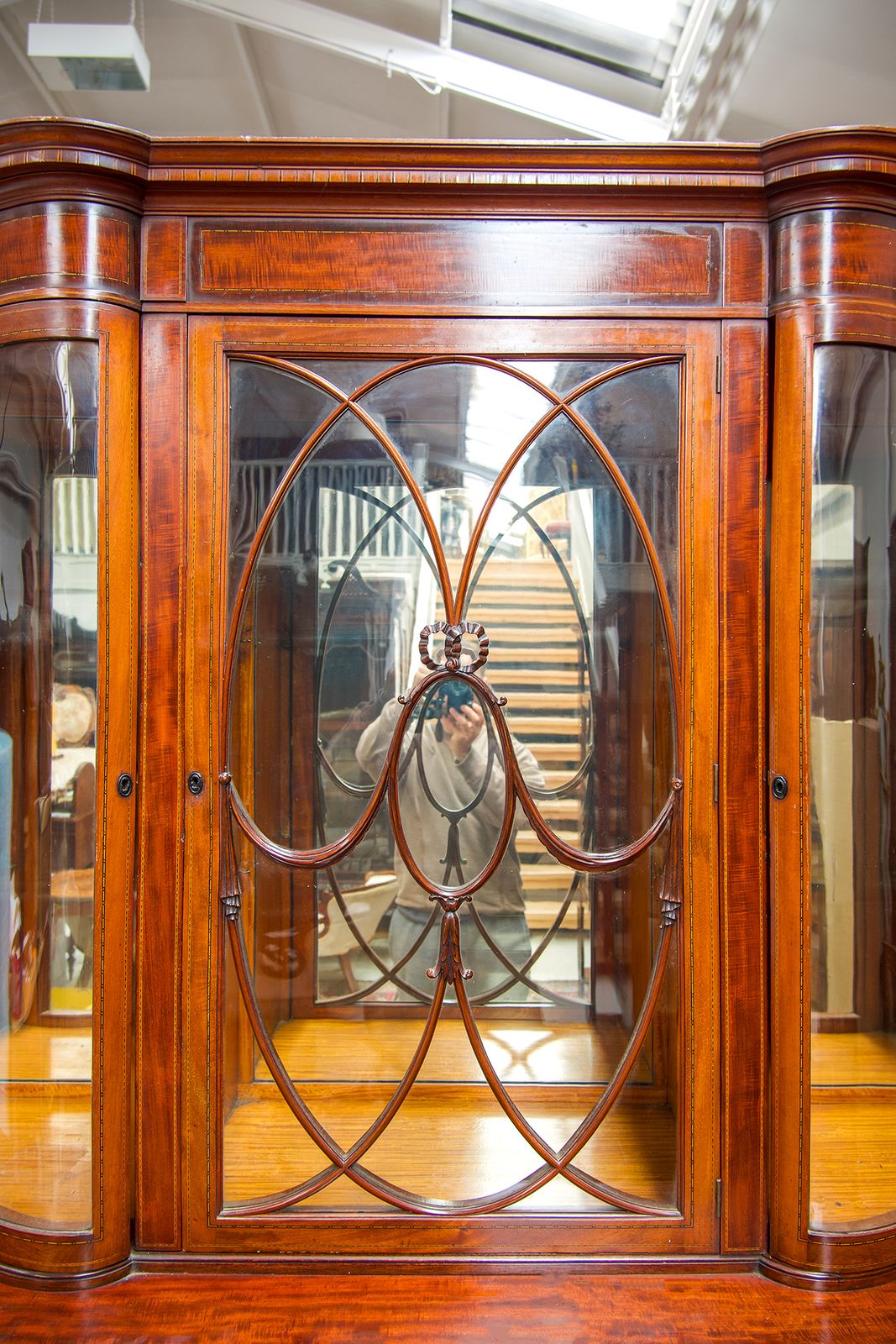 Antique Satinwood Painted Serpentine Cabinet photo Furniture