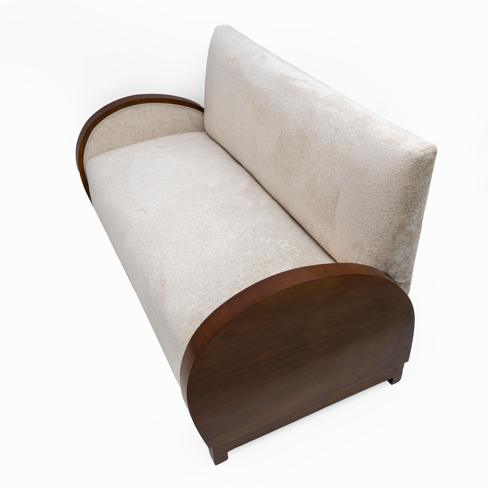 Art Deco Bouclè And Walnut Loveseat, Italy, 1930s photo vintage