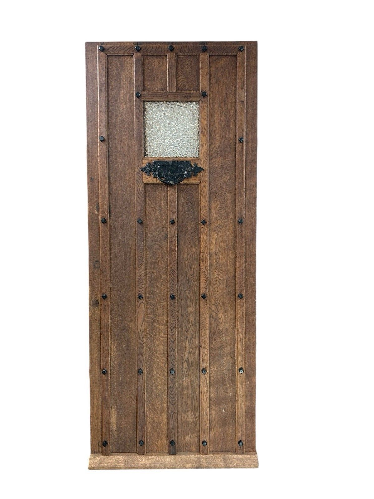 Antique Solid Oak Front Door Old Period Reclaimed Glazed Refurb Cast Iron Glass