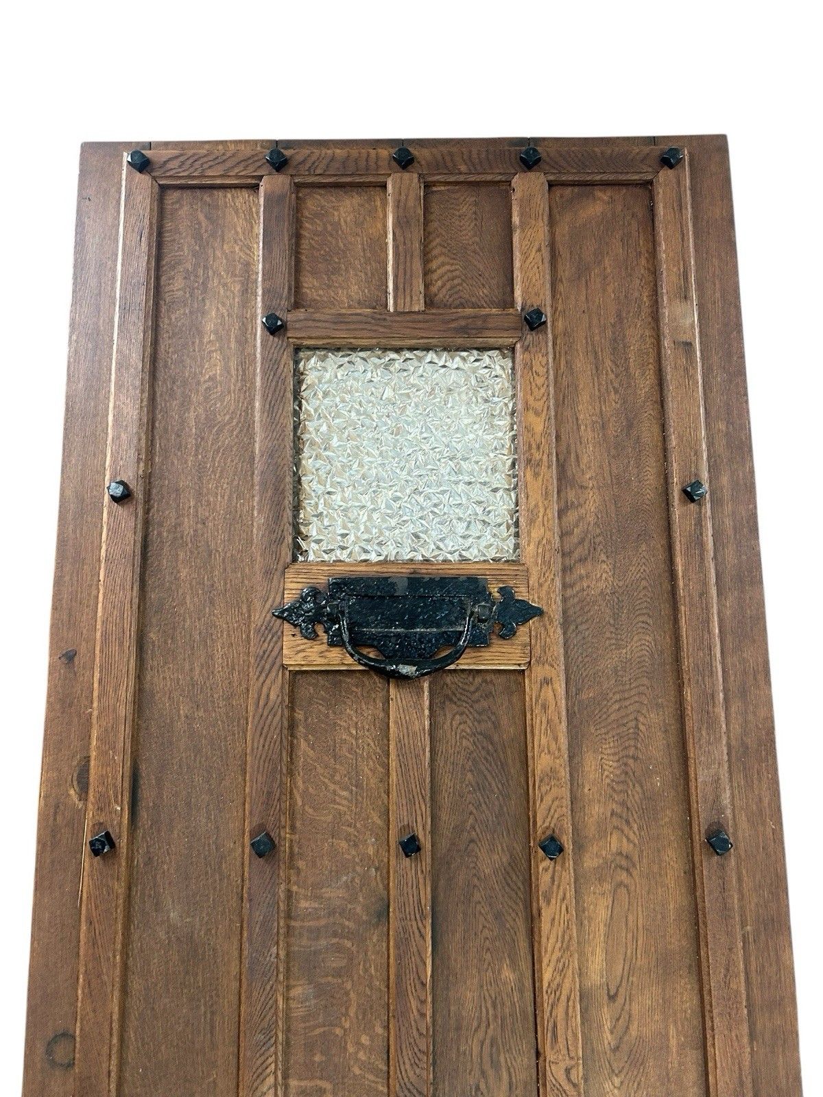 Antique Solid Oak Front Door Old Period Reclaimed Glazed Refurb Cast Iron Glass photo Home Fixtures