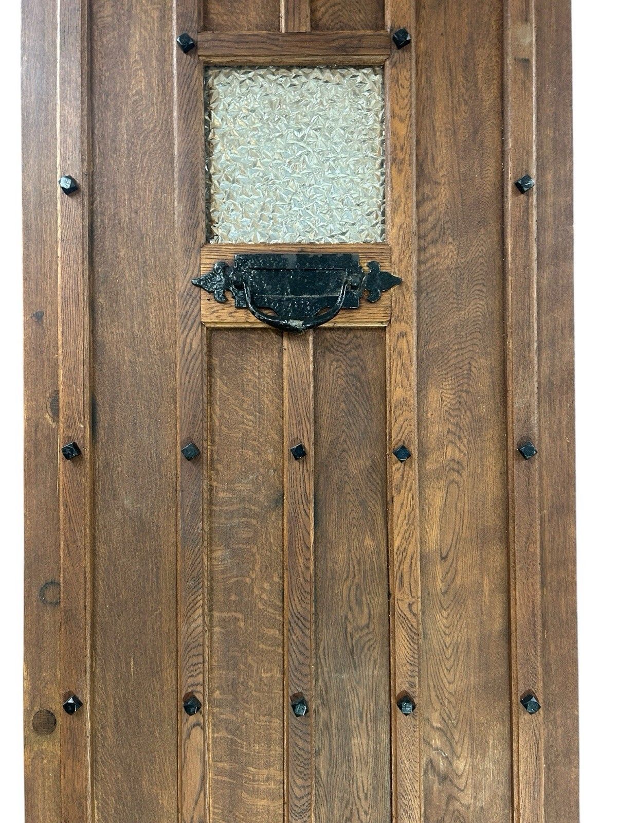 Antique Solid Oak Front Door Old Period Reclaimed Glazed Refurb Cast Iron Glass photo 1711.0
