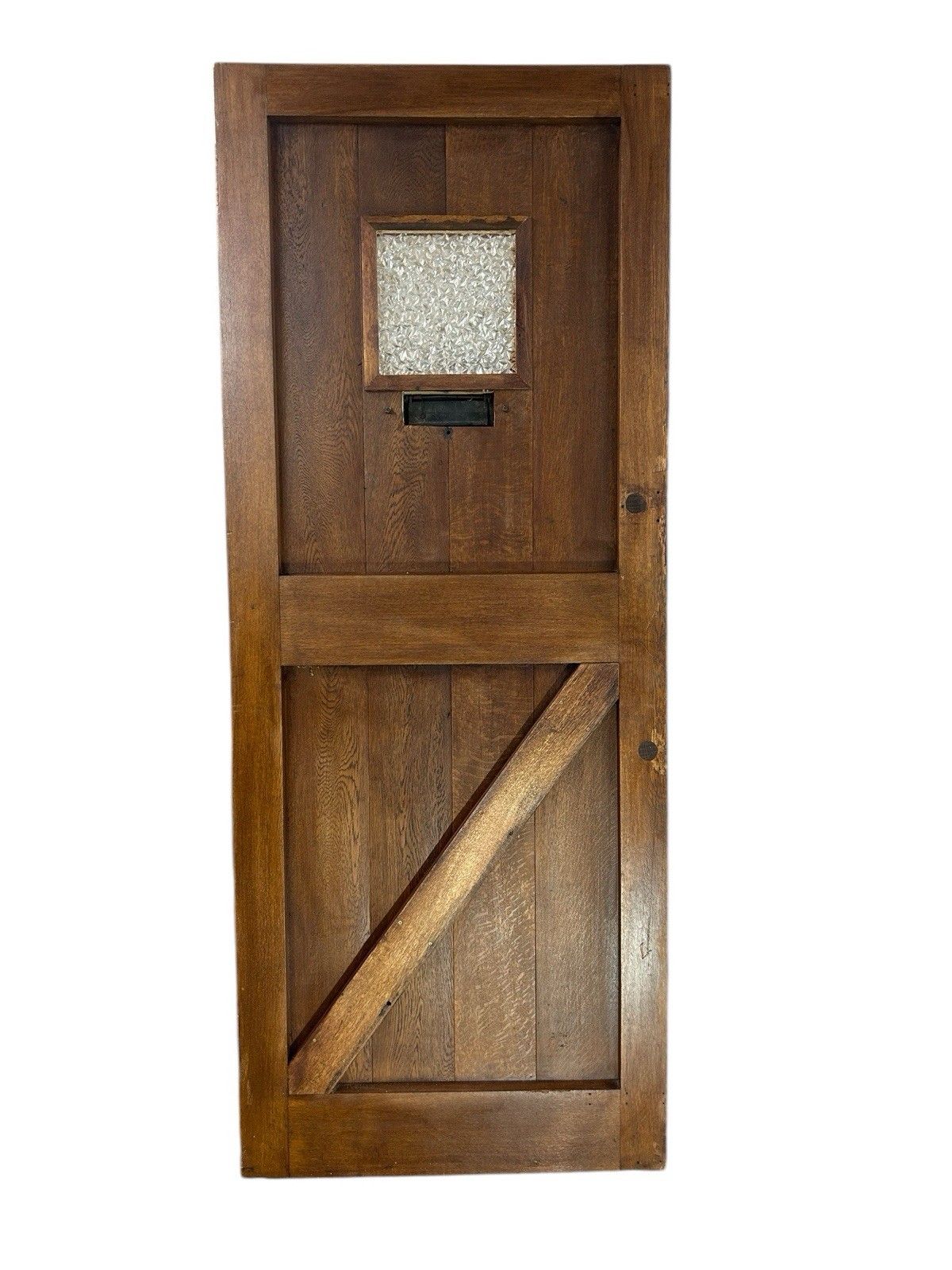 Antique Solid Oak Front Door Old Period Reclaimed Glazed Refurb Cast Iron Glass photo buy