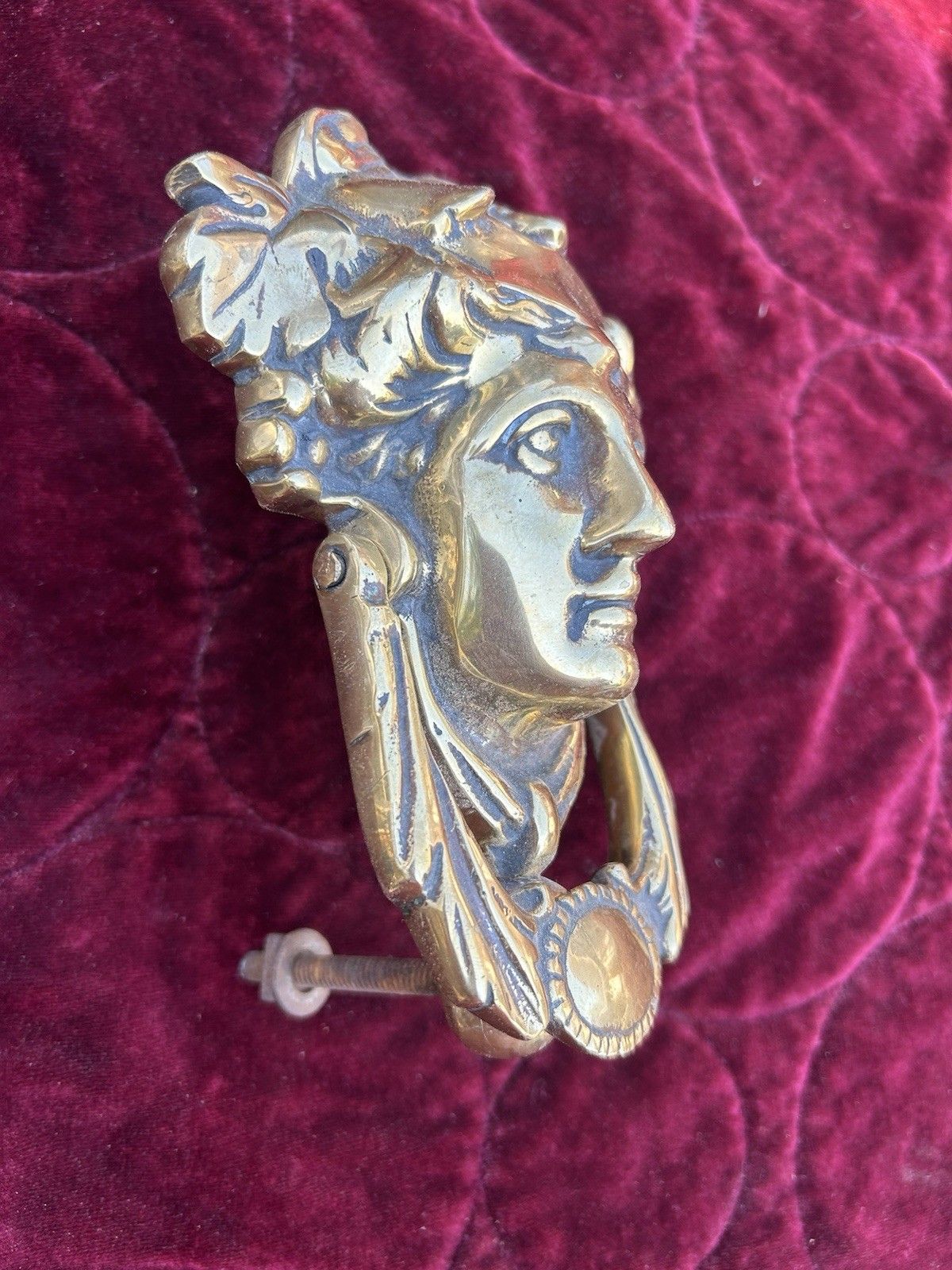 Large Solid Brass Front Door Knocker Reclaimed Period Antique Metal Bolts photo furniture