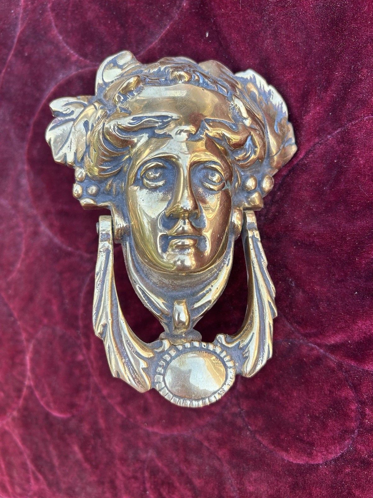 Large Solid Brass Front Door Knocker Reclaimed Period Antique Metal Bolts photo 172.0