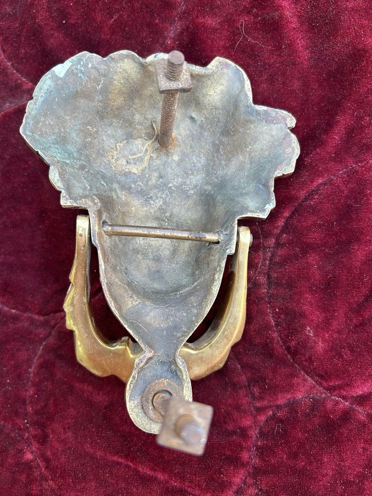 Large Solid Brass Front Door Knocker Reclaimed Period Antique Metal Bolts photo vinterior