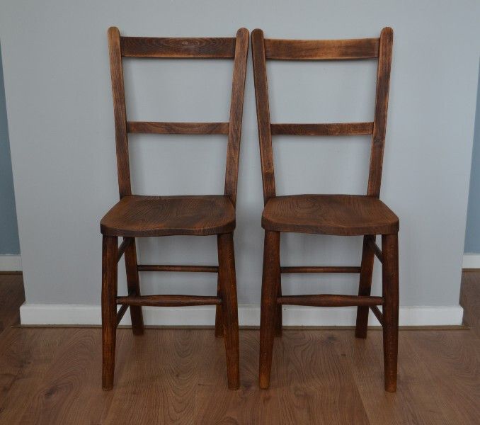 Pair Antique Elm And Beech Child's Chair's