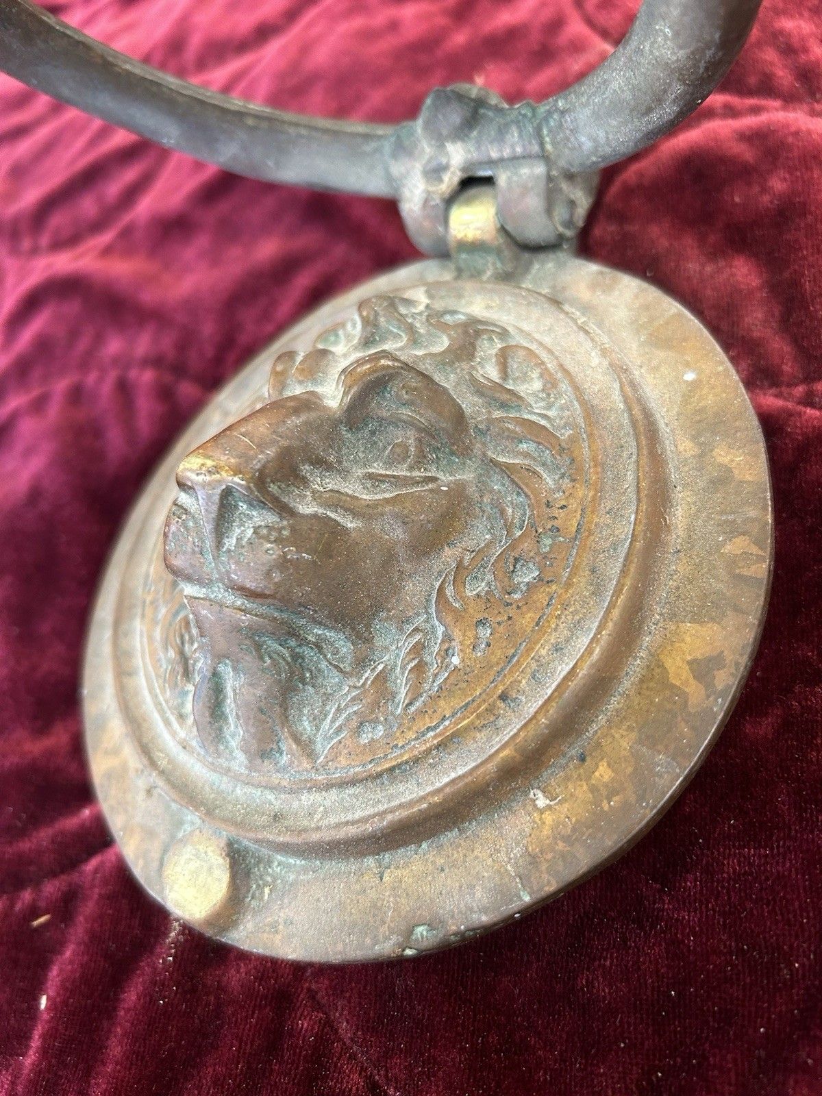Large Solid Brass Front Door Knocker Reclaimed Period Antique Metal Lions Head photo vinterior
