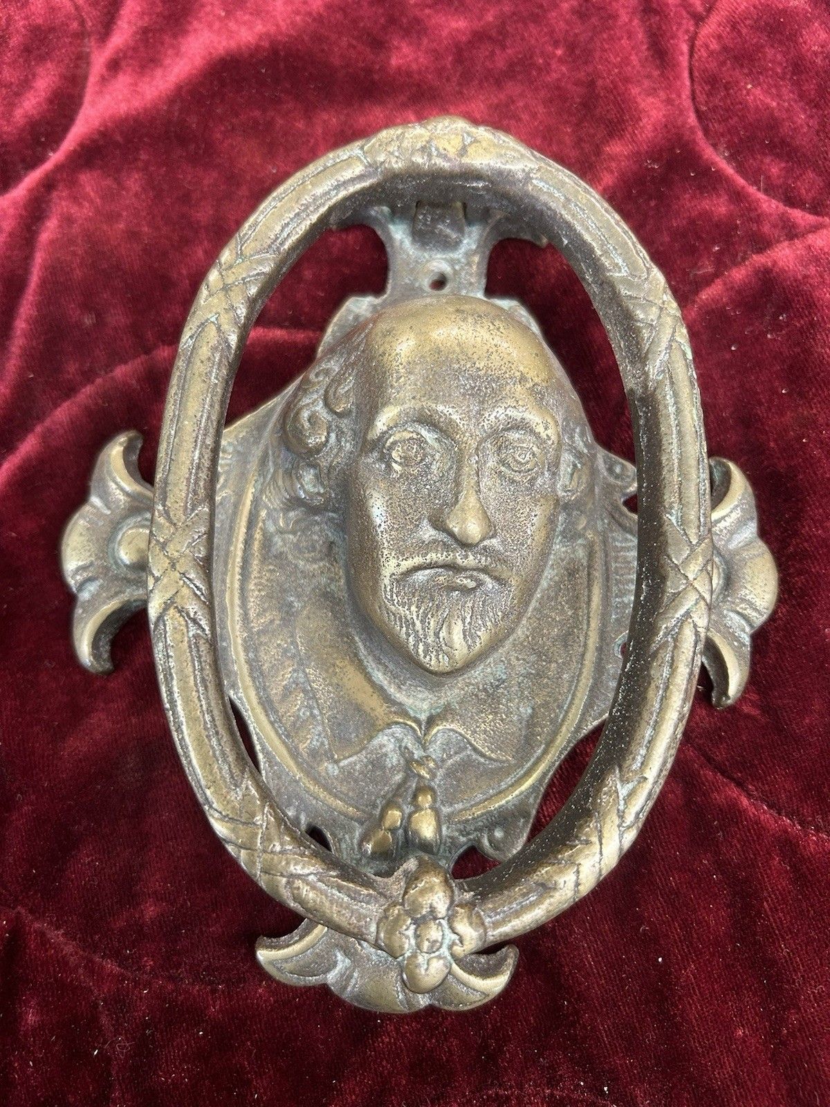 Solid Brass Front Door Knocker Reclaimed Period Quaint Shakespare  Patina Old