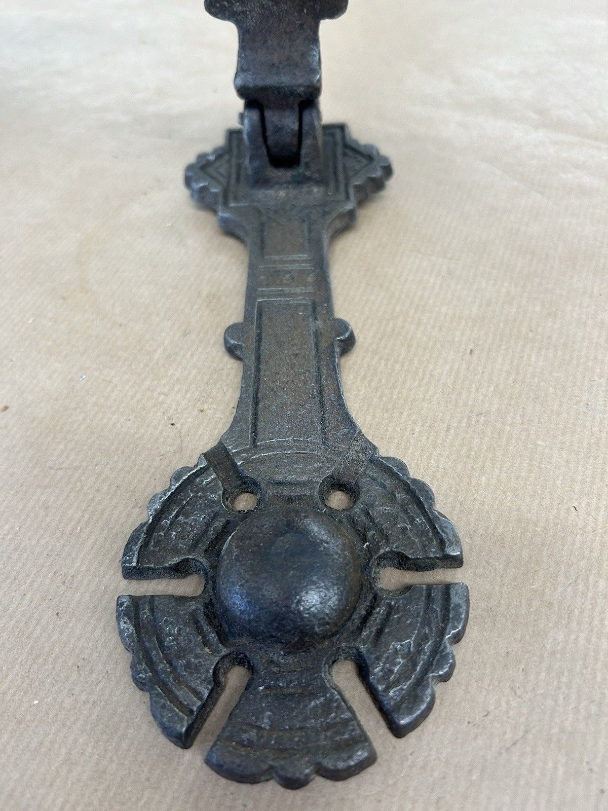 Antique Door Knocker Letterbox Kenrick Cast Iron Reclaimed Period Medieval Tudor photo vintage