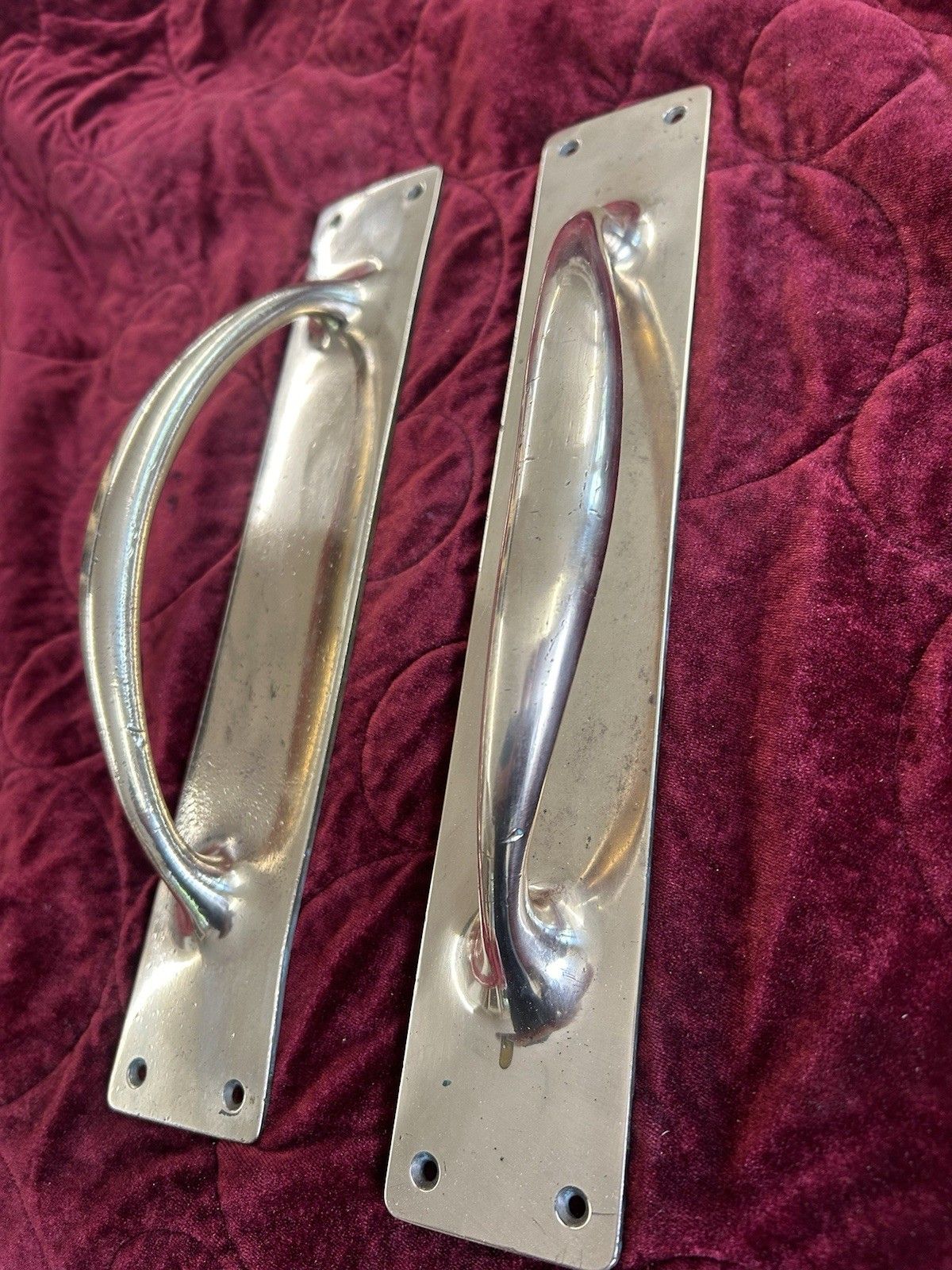 Large Bronze Door Handles Period Reclaimed Antique Metal Vic Edw Metal Pair Set photo for sale