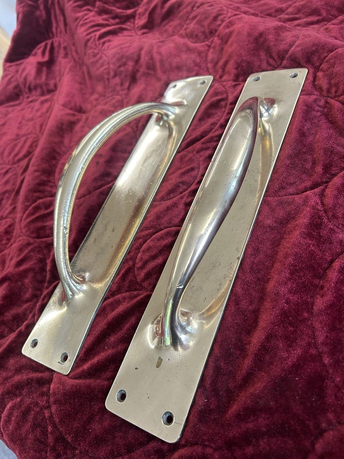 Home Fixtures Large Bronze Door Handles Period Reclaimed Antique Metal Vic Edw Metal Pair Set photo