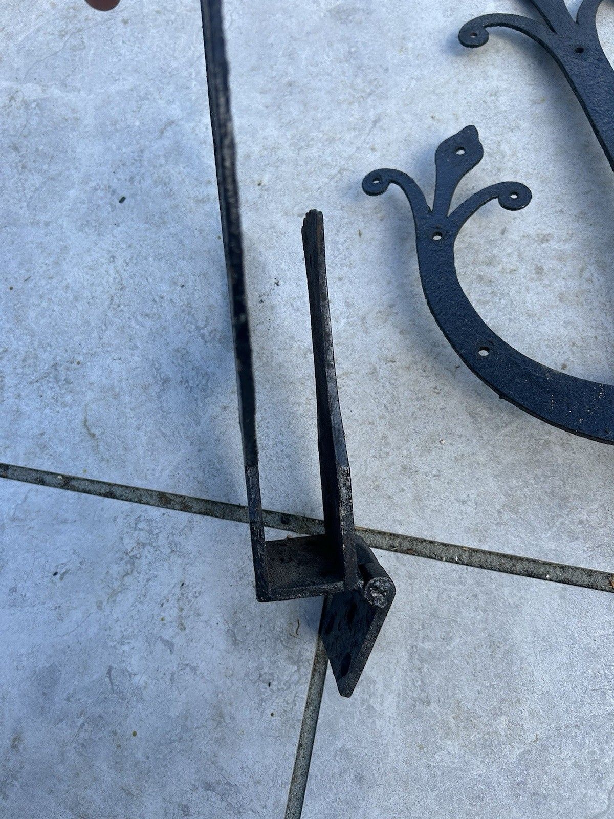 photo for sale Pair Cast Iron Front Door Hinges 18th Century Reclaim Period Antique Old Metal