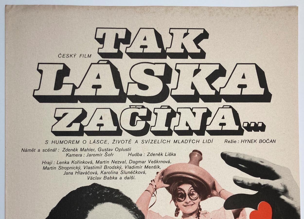 Original Film Poster, This Is How Love Begins, Alexej Jaroš, 1975, Genuine Vintage Czech Print photo furniture