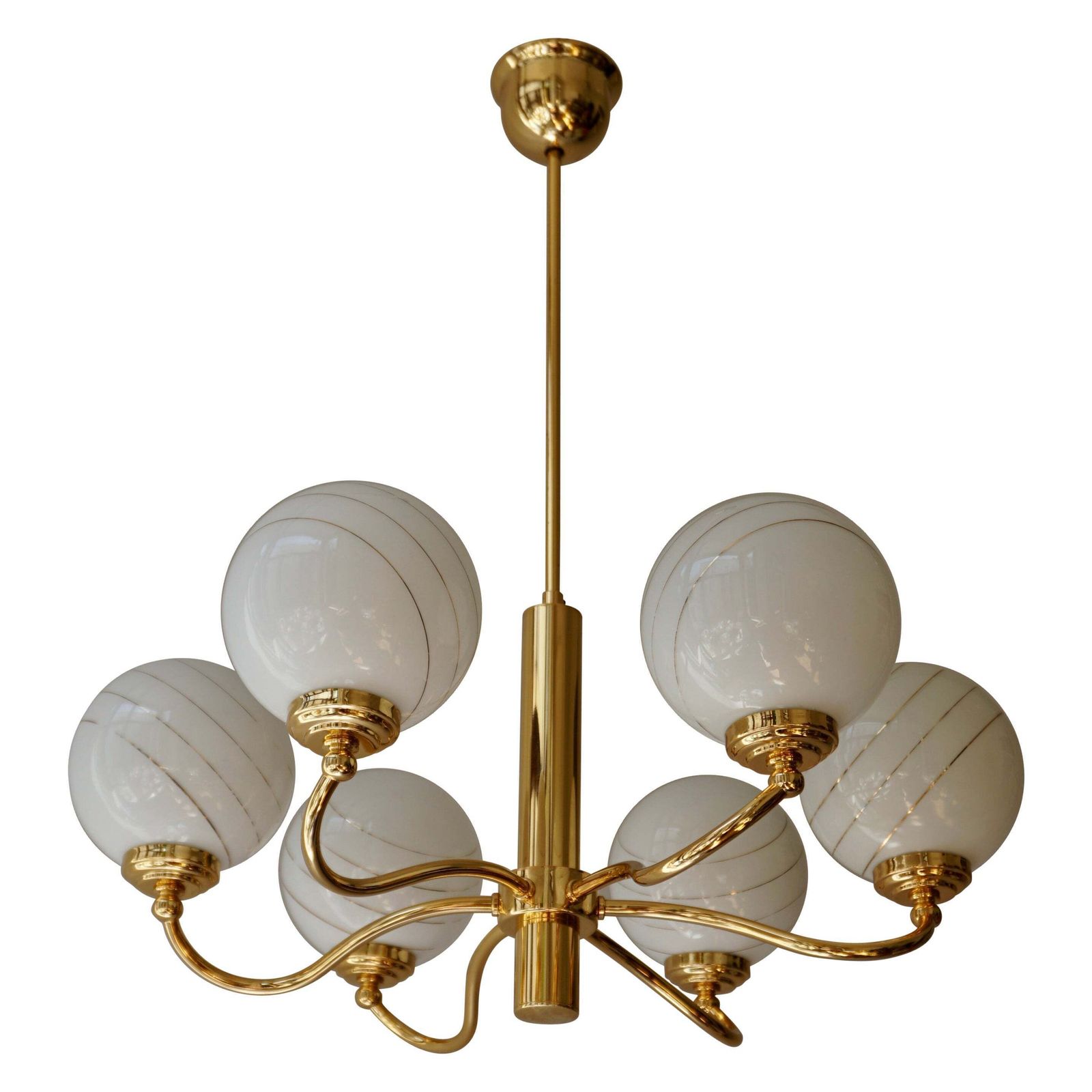 Murano Glass And Brass Chandelier, 1970s, Italy