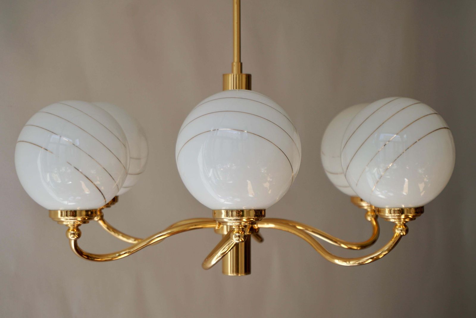 Lighting Murano Glass And Brass Chandelier, 1970s, Italy photo