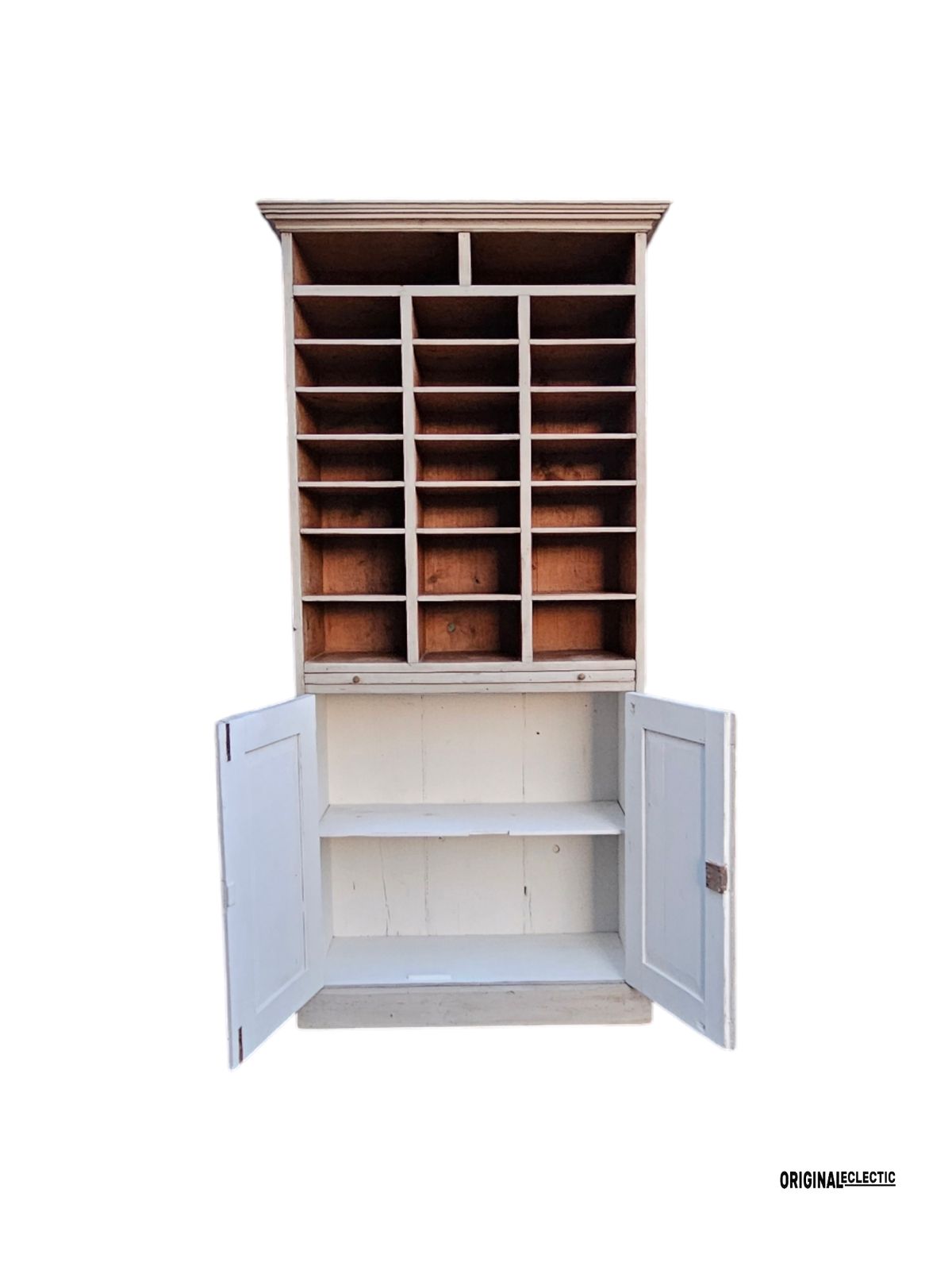 845.0 Antique French Haberdashery Cabinet With Pigeon Hole Shelving C1880 photo