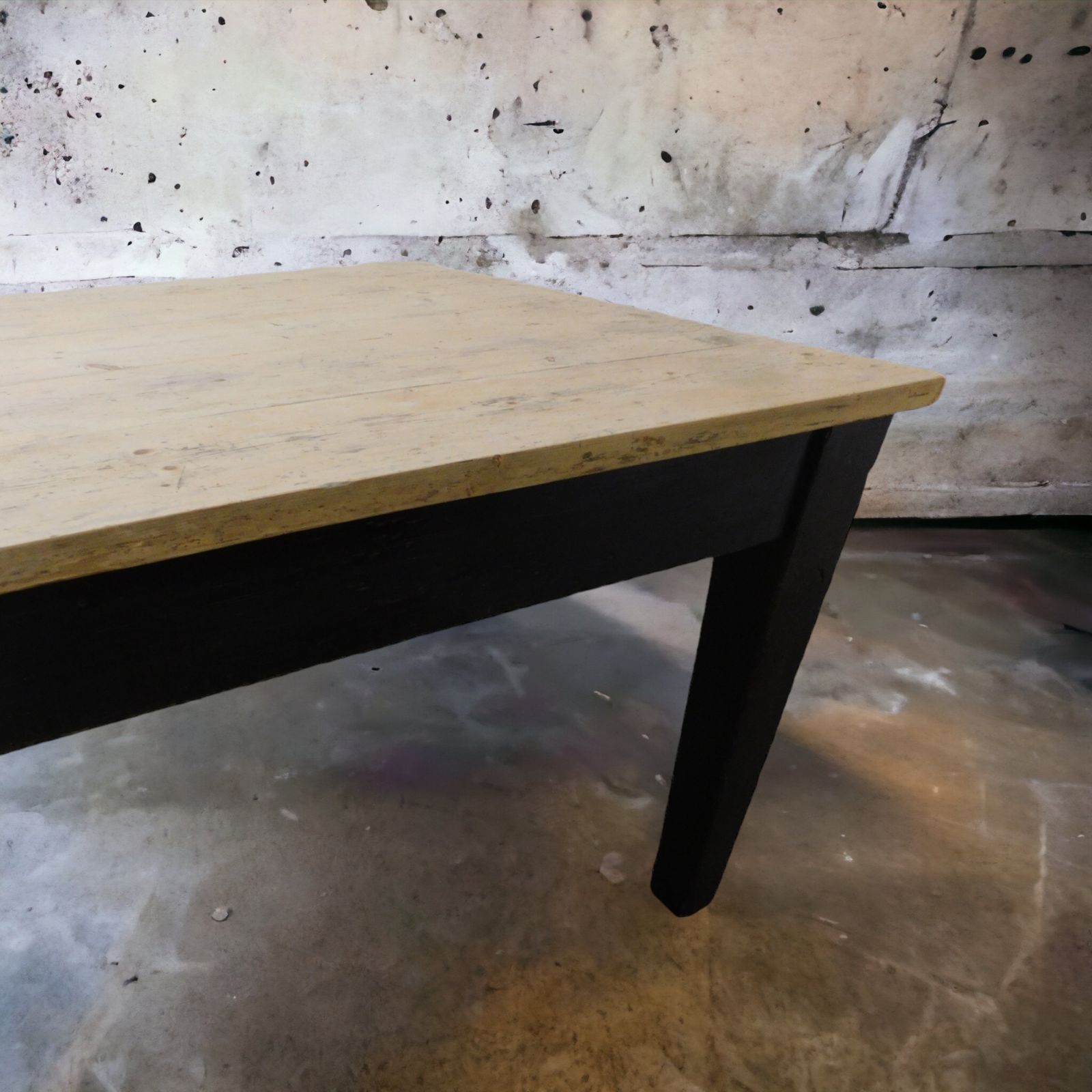 Large Ebonised Victorian Stripped Pine Estate Farmhouse Table photo 1375.0