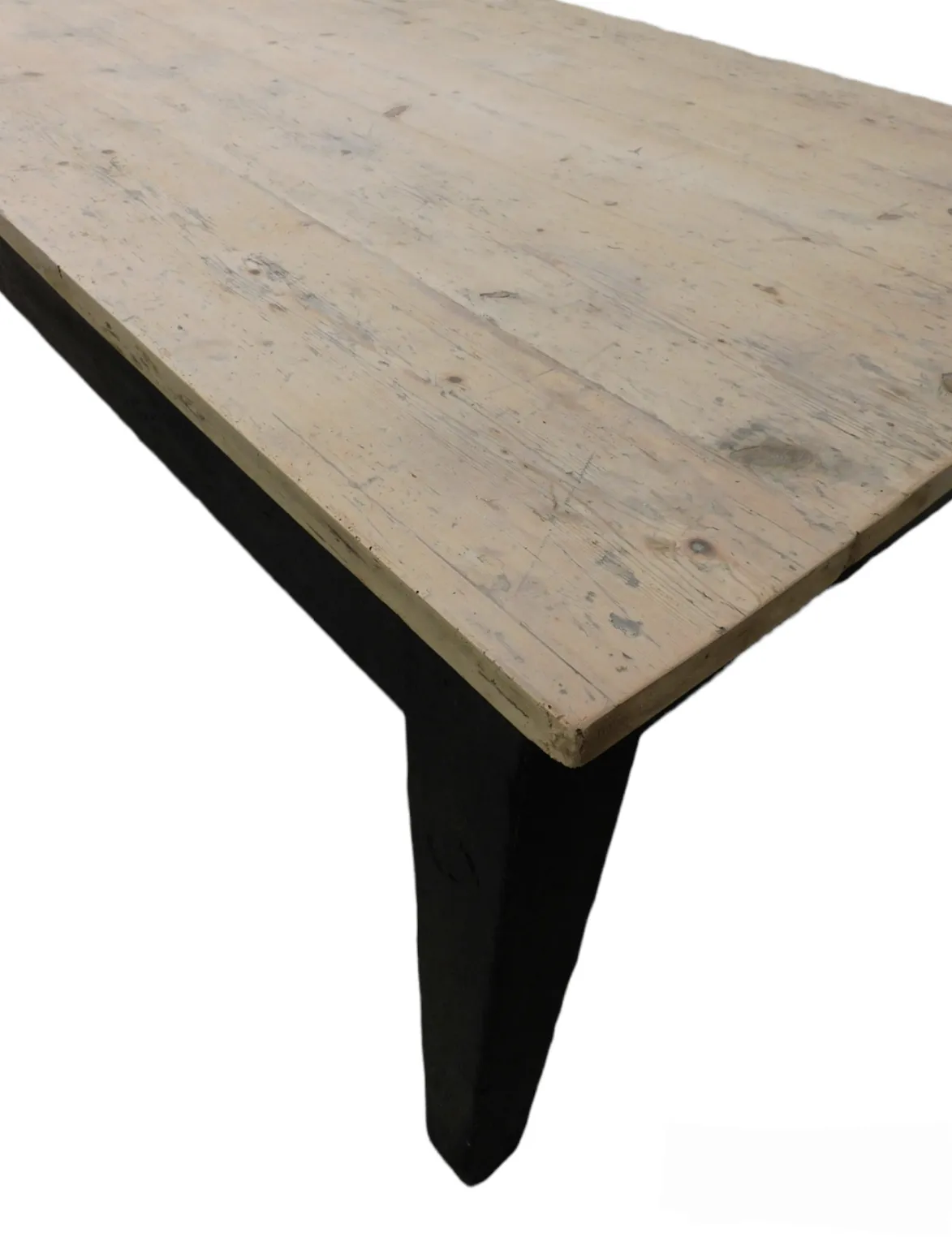Large Ebonised Victorian Stripped Pine Estate Farmhouse Table photo vintage