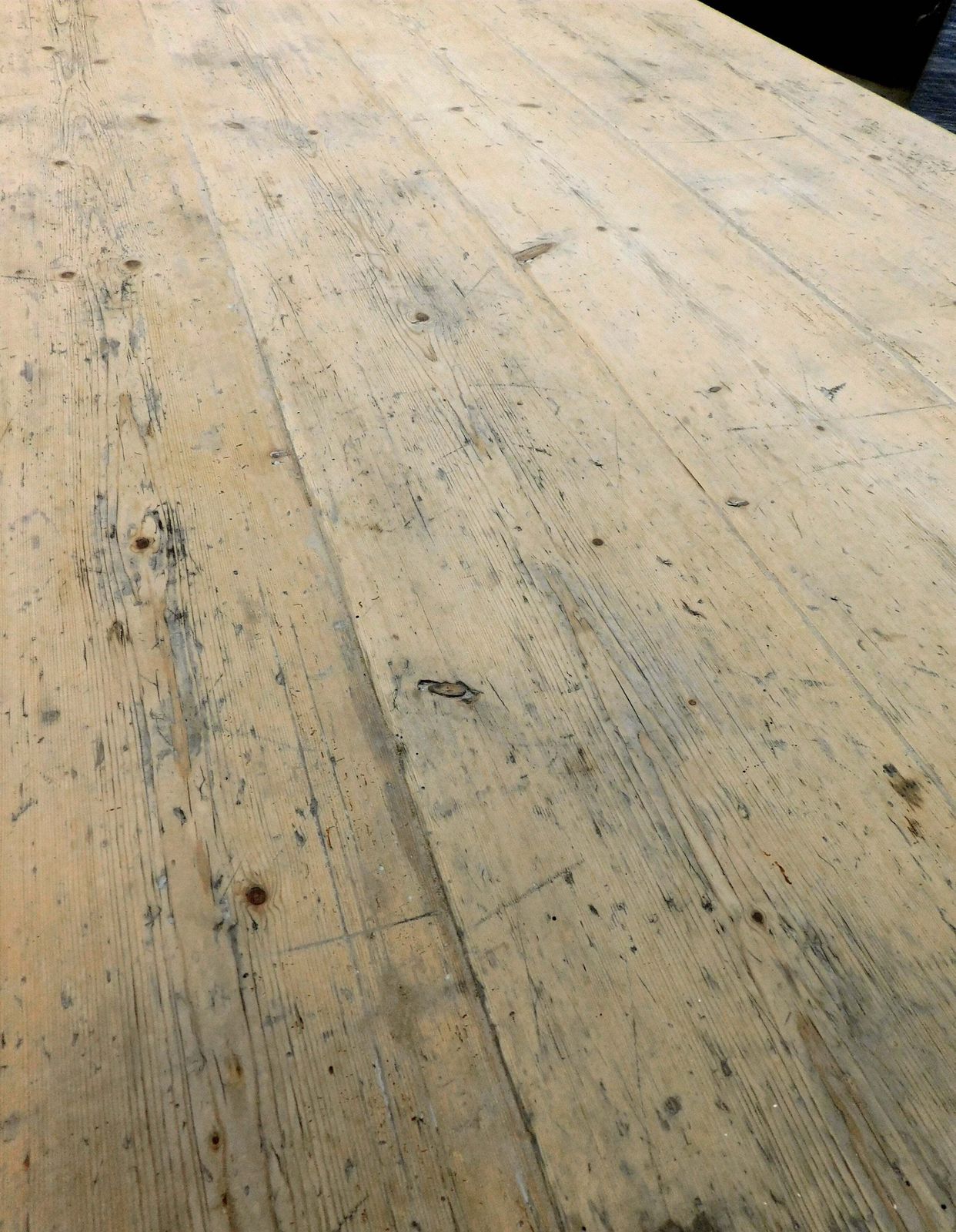 Furniture Large Ebonised Victorian Stripped Pine Estate Farmhouse Table photo