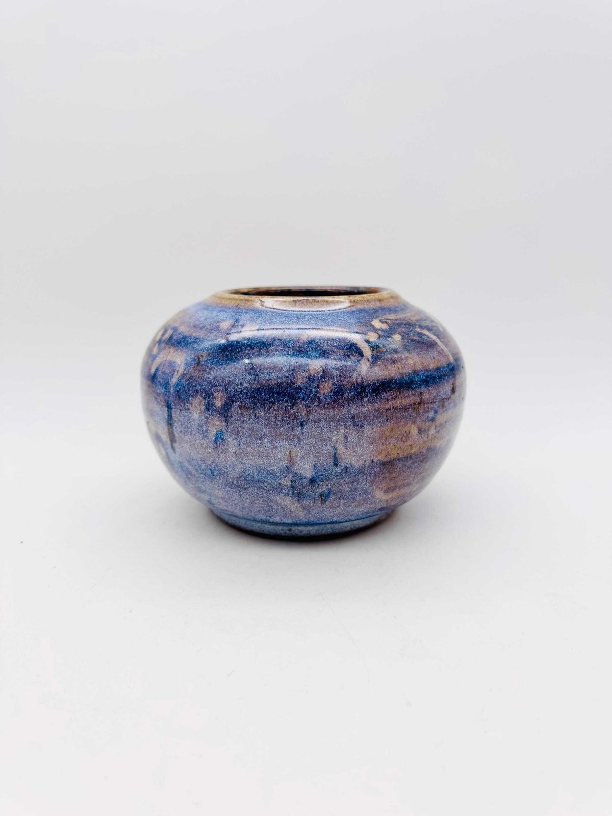 Studio Pottery Vase, Round Lavender Blue Vase photo furniture